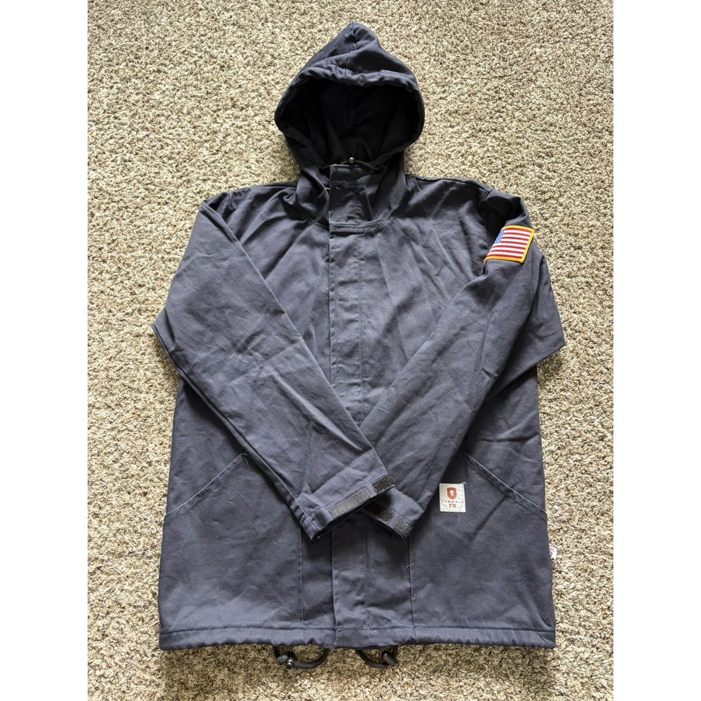 Tyndale Fr Jacket Hooded Blue Full Zip Size Small USA Made Flame Resistant